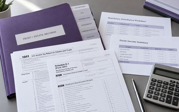 Trust and estate records with a Form 1041 and Schedule K-1
